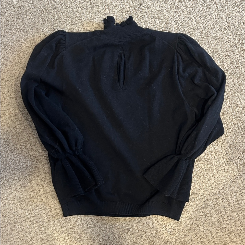 ba&sh Black Ruffled Mock-Neck Long Sleeve Sweater